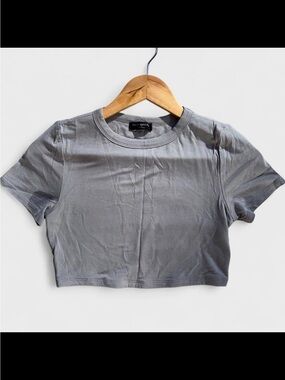 NEW Naked Wardrobe Modal Cropped Tee T-shirt Gray Women’s Soft crop top XS/M